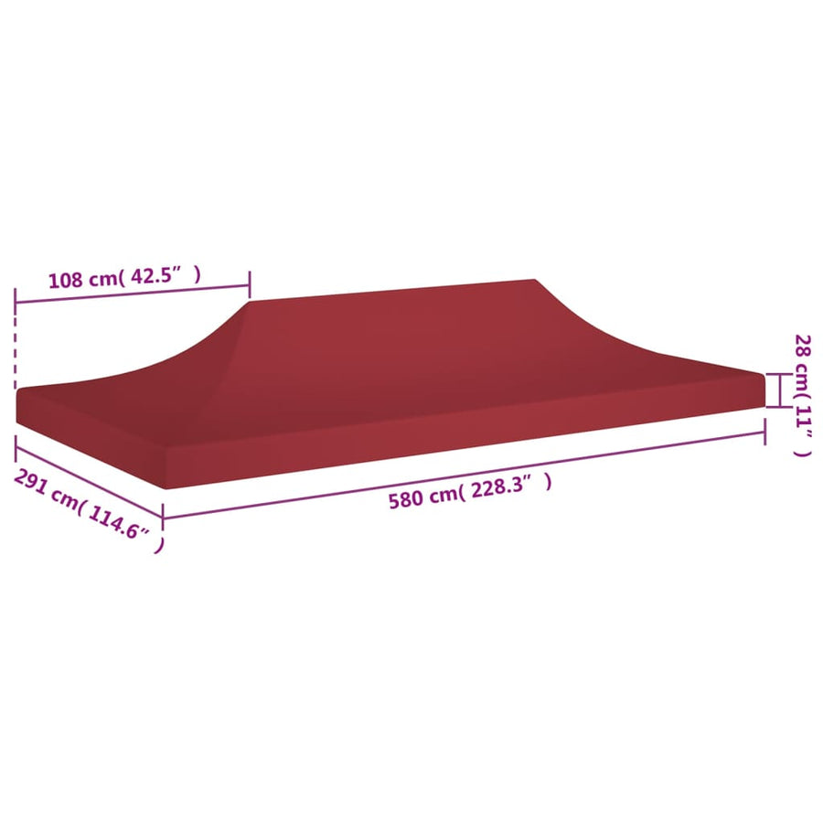 Partytentdak 270 G/M² 6 x 3 m Bordeauxrood
