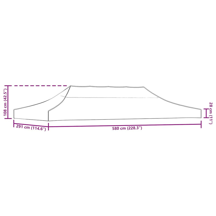Partytentdak 270 G/M² 6 x 3 m