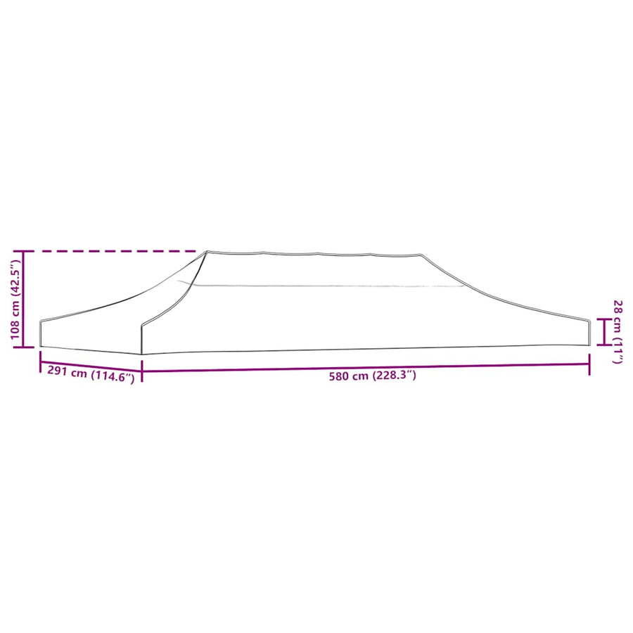 Partytentdak 270 G/M² 6 x 3 m