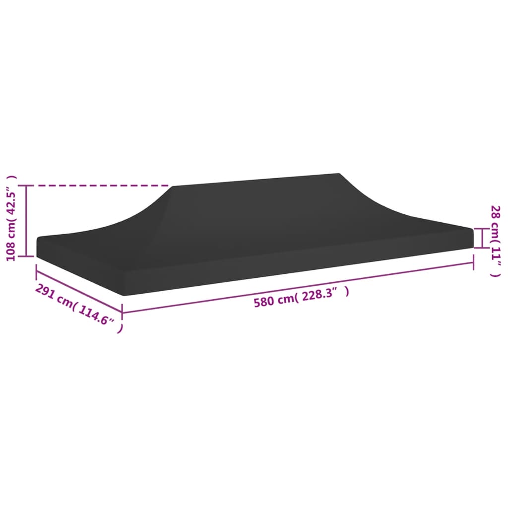 Partytentdak 270 g/m² 6x3 m zwart