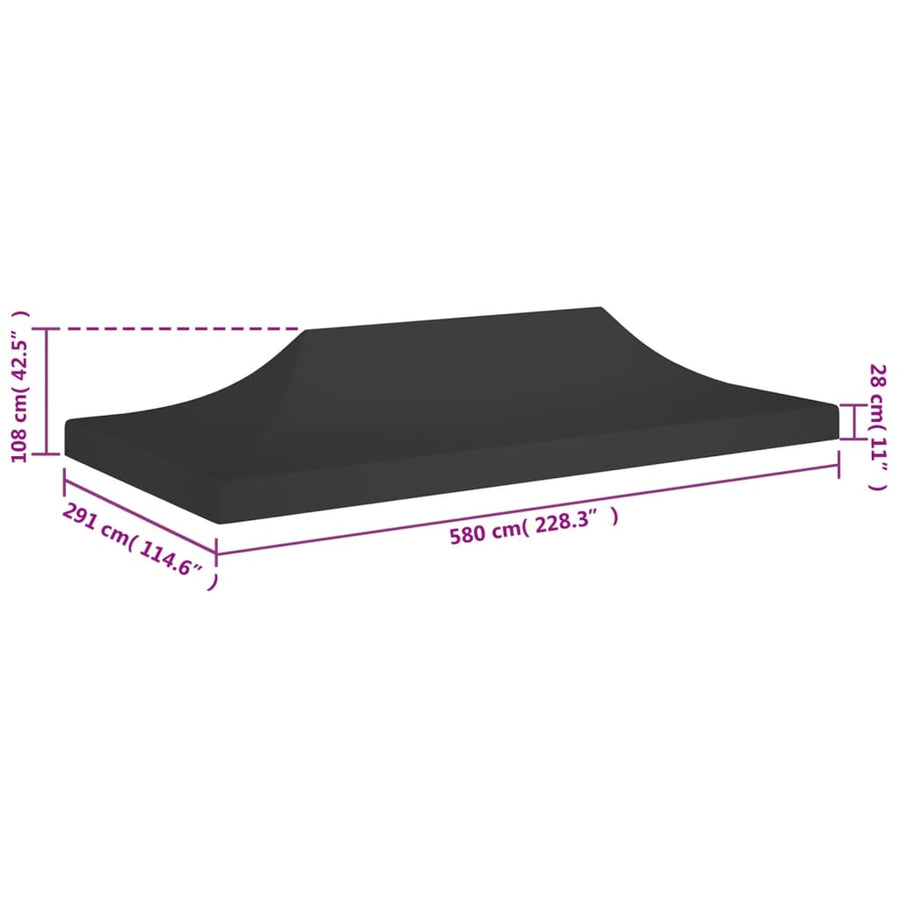 Partytentdak 270 g/m² 6x3 m zwart