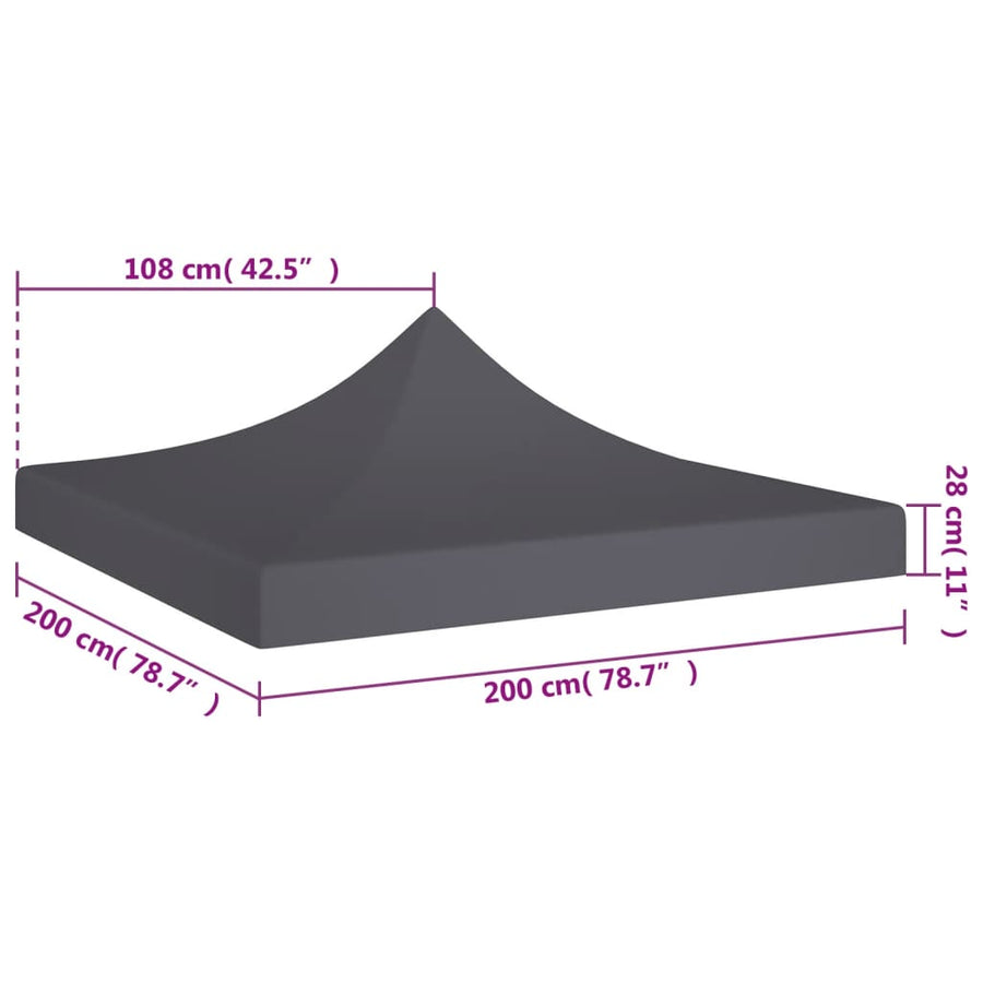 Partytentdak 270 G/M² 2 x 2 m Antraciet