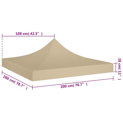Partytentdak 270 G/M² 2 x 2 m Beige
