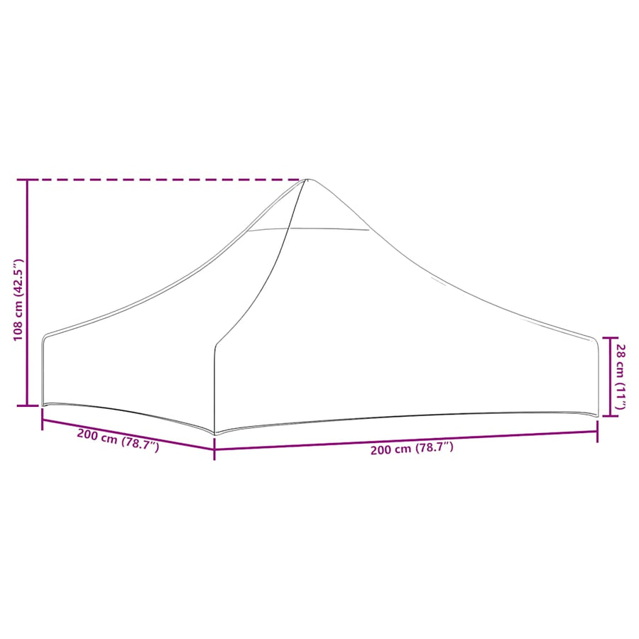 Partytentdak 270 G/M² 2 x 2 m