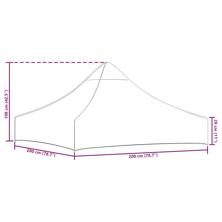 Partytentdak 270 G/M² 2 x 2 m