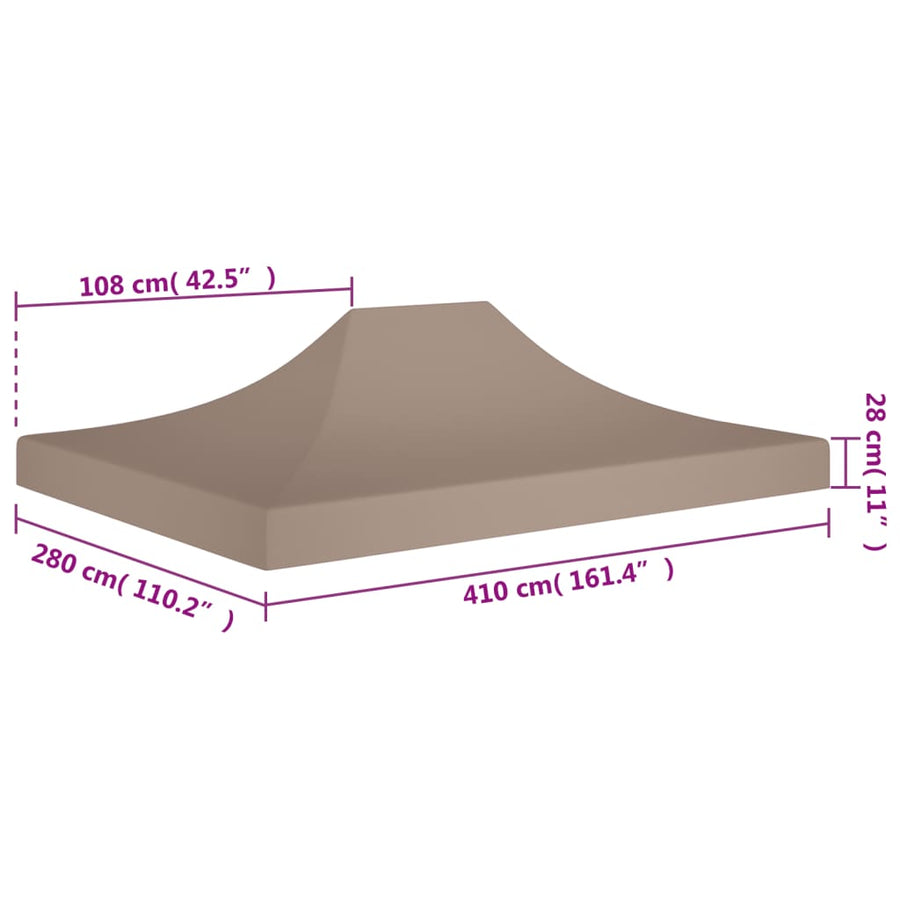 Partytentdak 270 G/M² 4 x 3 m Taupe
