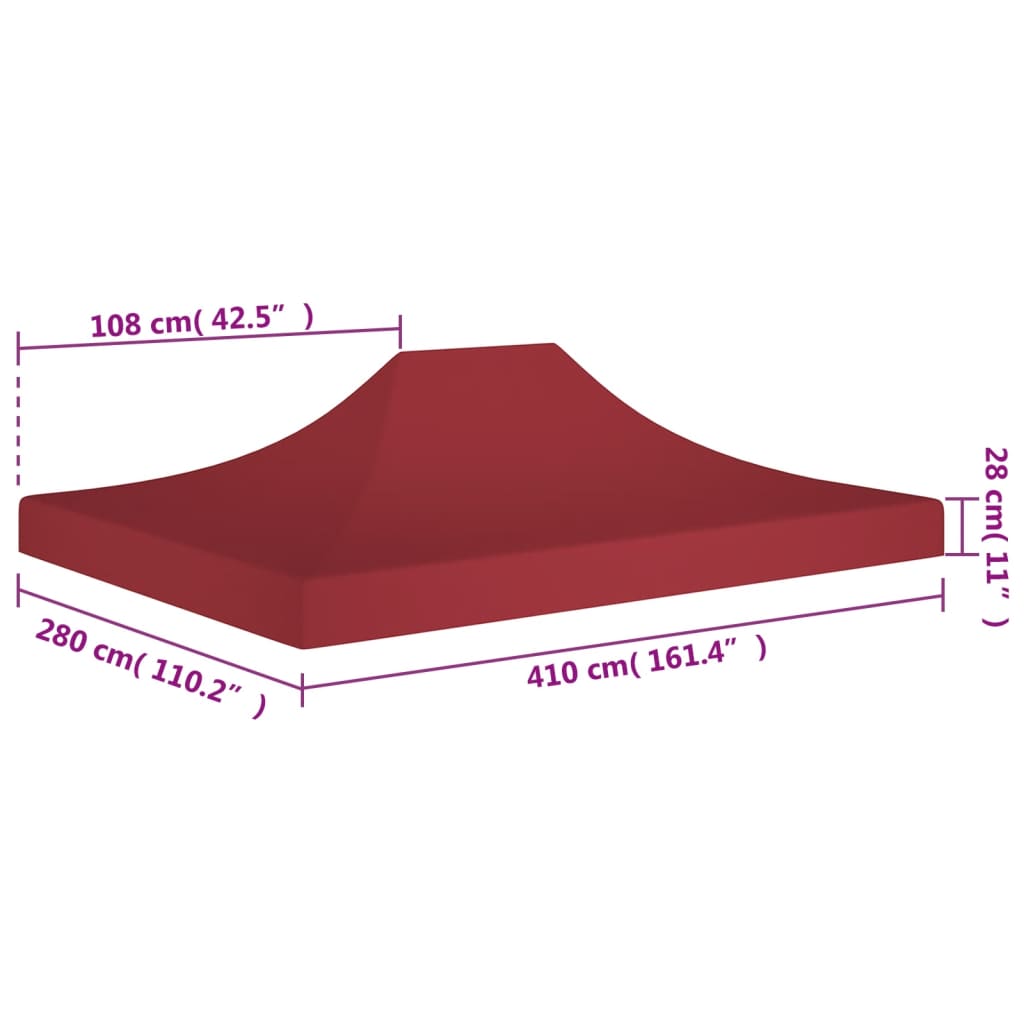 Partytentdak 270 G/M² 4 x 3 m Bordeauxrood