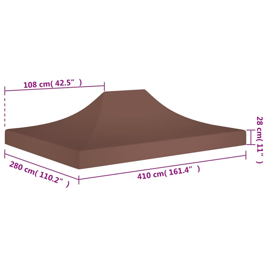 Partytentdak 270 G/M² 4 x 3 m Bruin