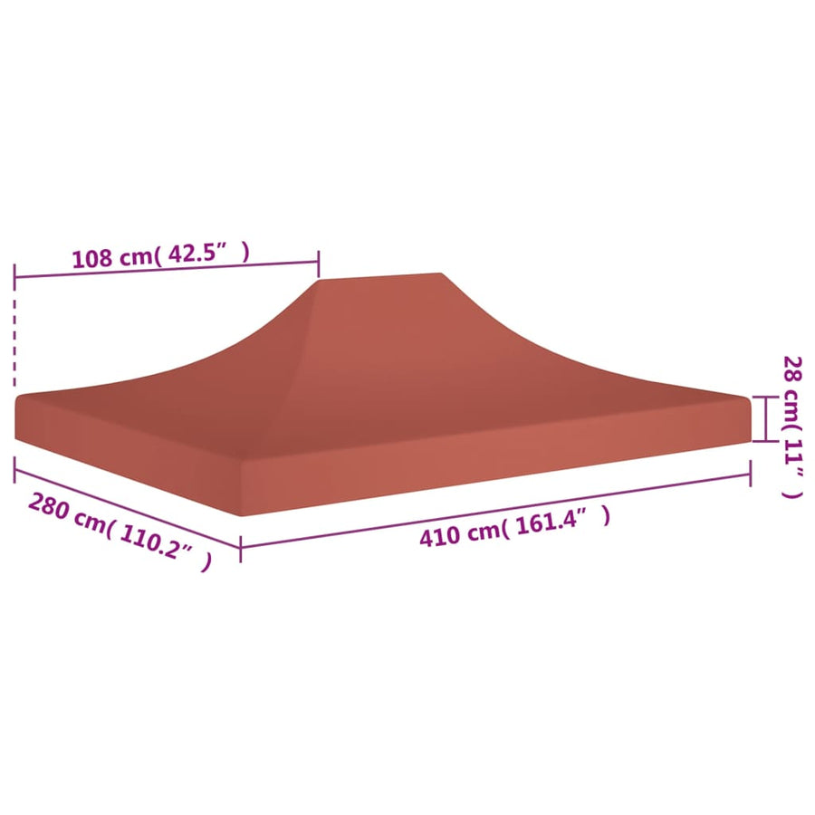 Partytentdak 270 G/M² 4 x 3 m Terracotta