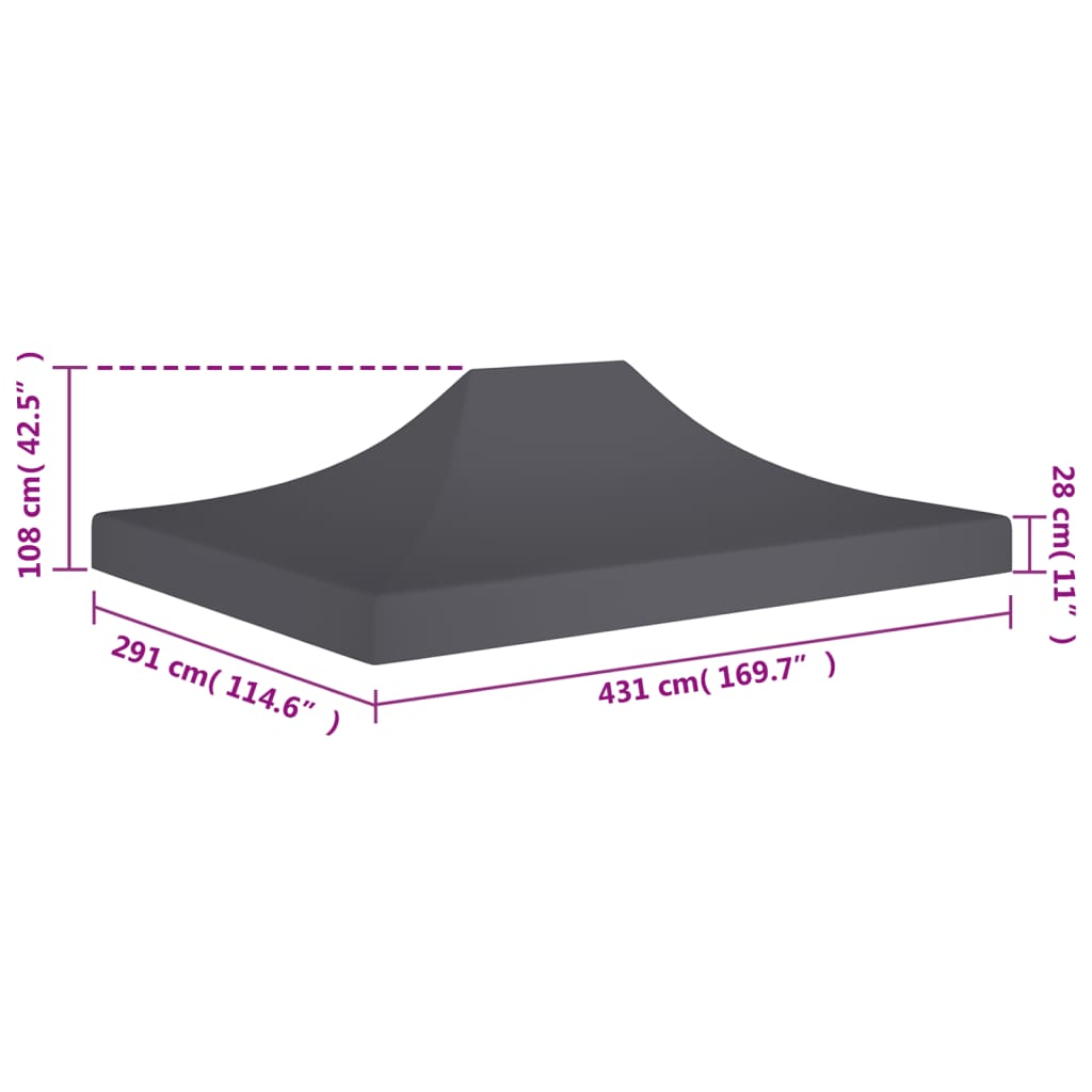 Partytentdak 270 G/M² 4,5X3 M Kleurig 4.5 x 3 m Antraciet
