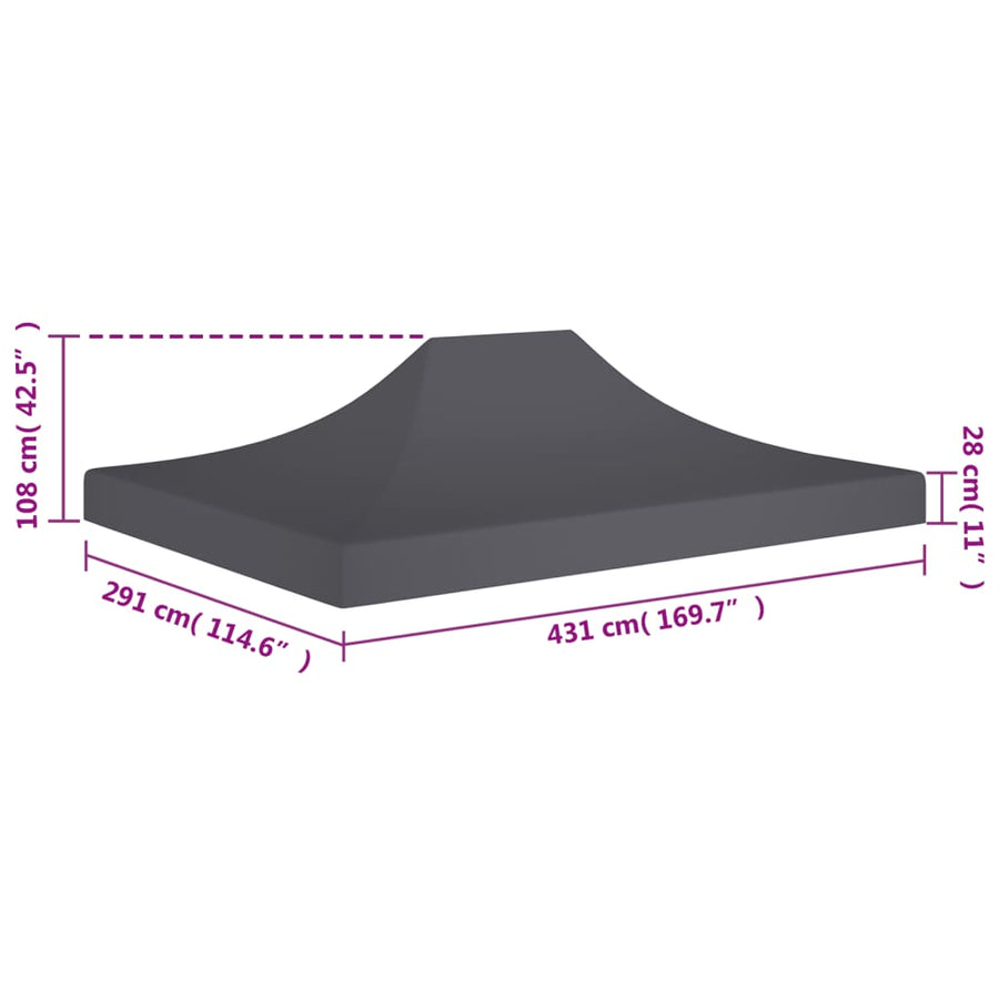 Partytentdak 270 G/M² 4,5X3 M Kleurig 4.5 x 3 m Antraciet