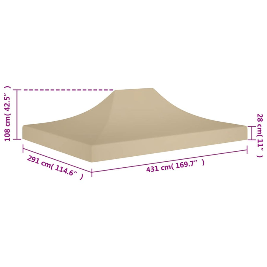 Partytentdak 270 G/M² 4,5X3 M 4.5 x 3 m Beige