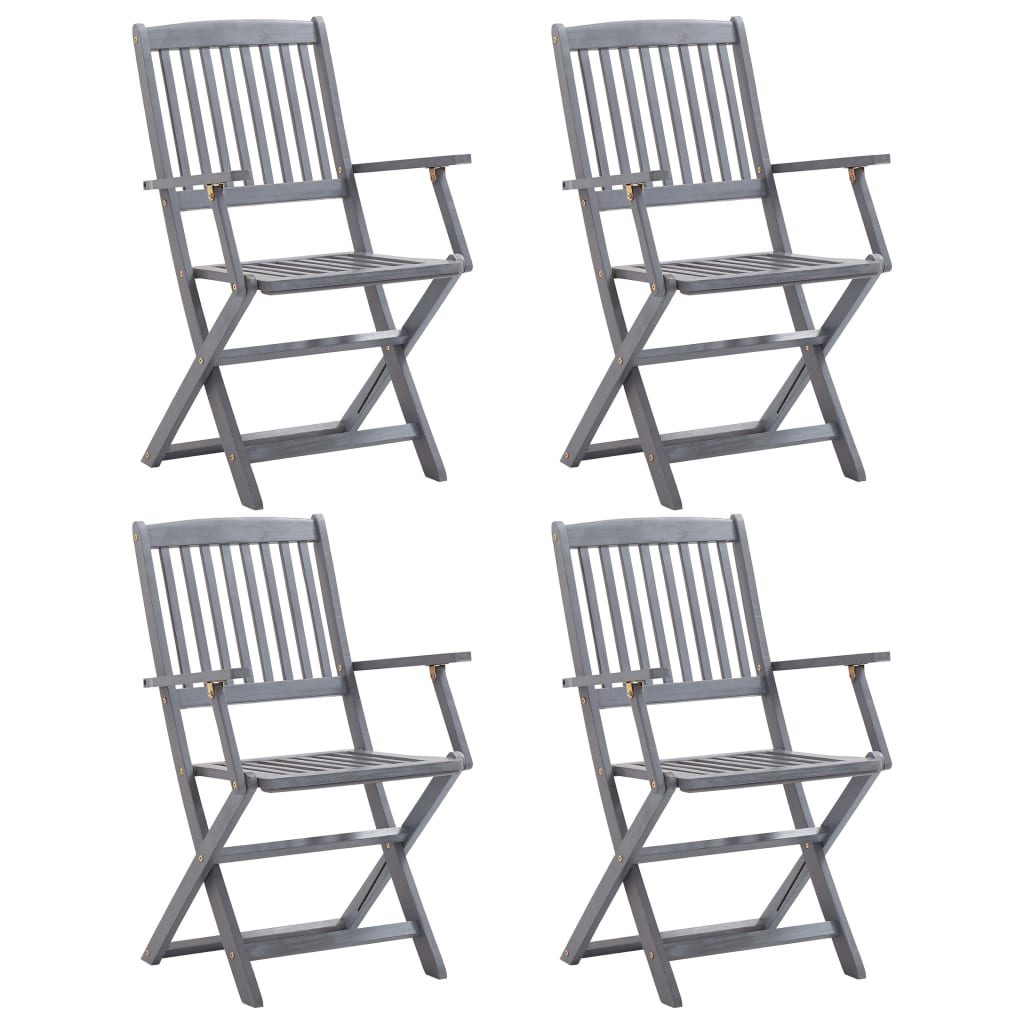 5-Delige Tuinset Massief Acaciahout Grijs