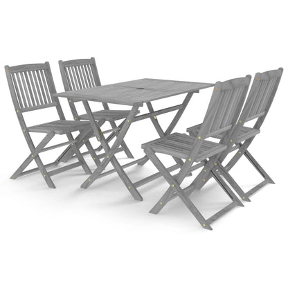 -Delige Tuinset Massief Acaciahout Grijs 5 Zonder armleuning