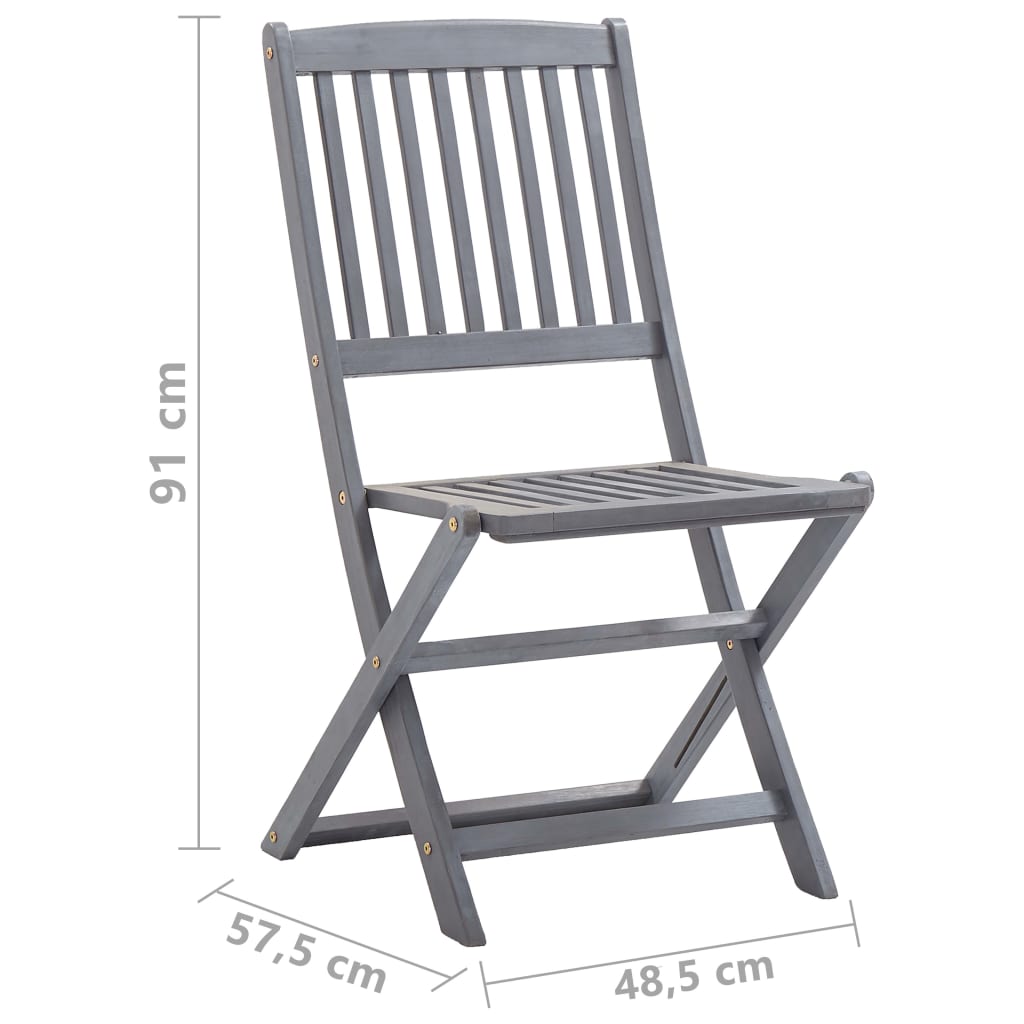 -Delige Tuinset Massief Acaciahout Grijs 5 Zonder armleuning