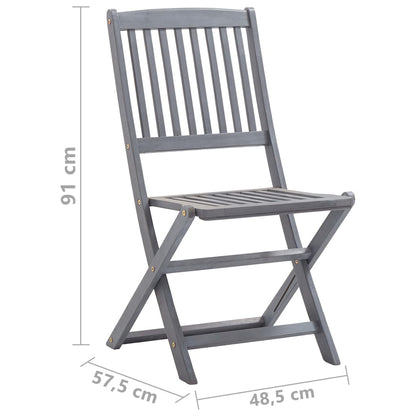 -Delige Tuinset Massief Acaciahout Grijs 5 Zonder armleuning