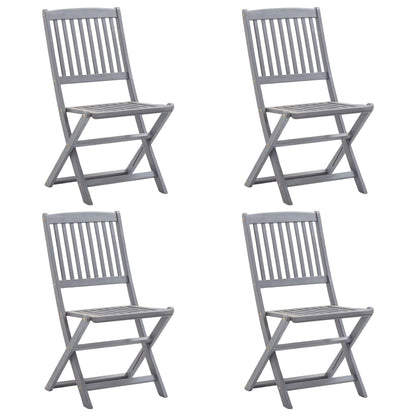 -Delige Tuinset Massief Acaciahout Grijs 5 Zonder armleuning
