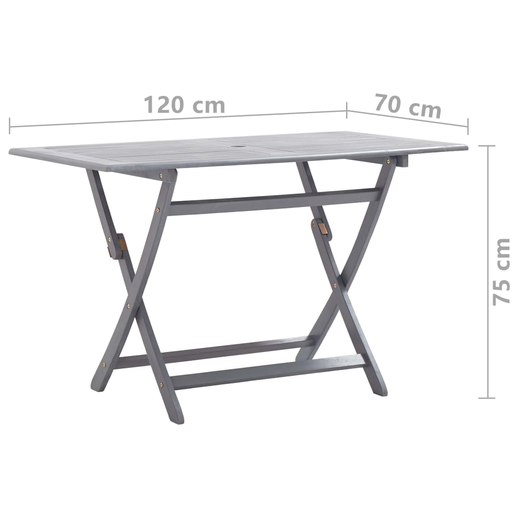 -Delige Tuinset Massief Acaciahout Grijs 5 Zonder armleuning