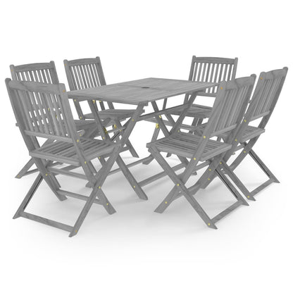 -Delige Tuinset Massief Acaciahout Grijs 7 Zonder armleuning
