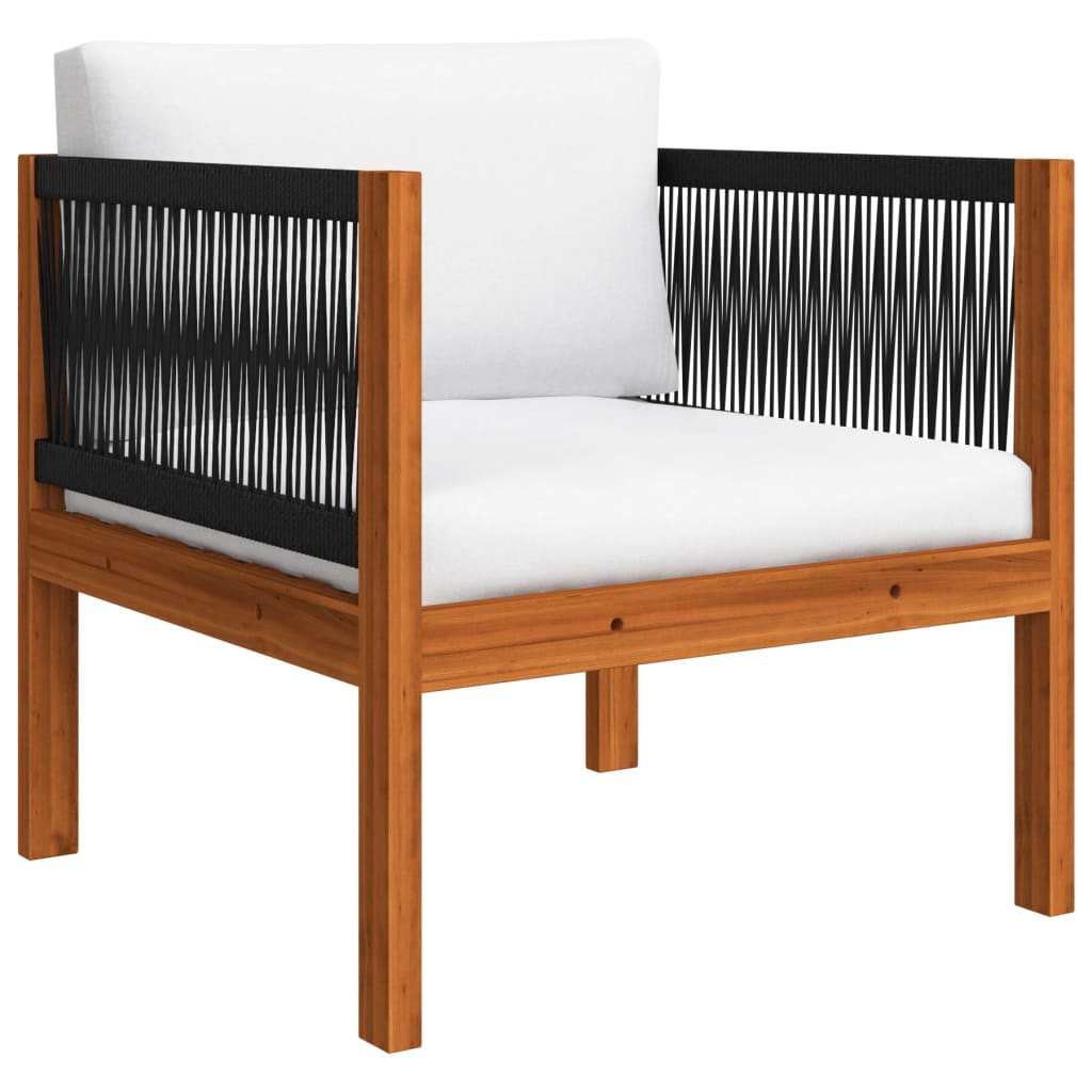 7-Delige Loungeset Met Kussens Massief Acaciahout Crèmekleurig 1 3x hoek + 2x midden + Fauteuil + Tafel