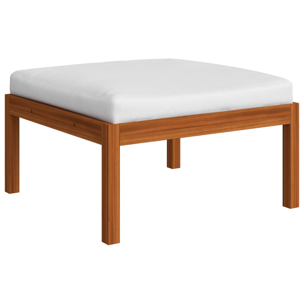 9-Delige Loungeset Met Kussens Massief Acaciahout Crèmekleurig 1 3x hoek + 4x midden + voetensteun + Tafel