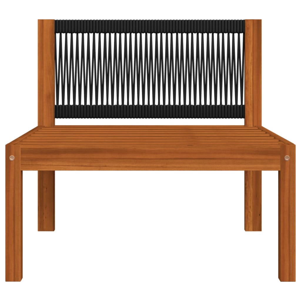 6-Delige Loungeset Met Kussens Massief Acaciahout Crèmekleurig 1 hoek + 3x midden + voetensteun + Tafel