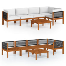 6-Delige Loungeset Met Kussens Massief Acaciahout Crèmekleurig 1 2x midden + 3x hoek + Tafel