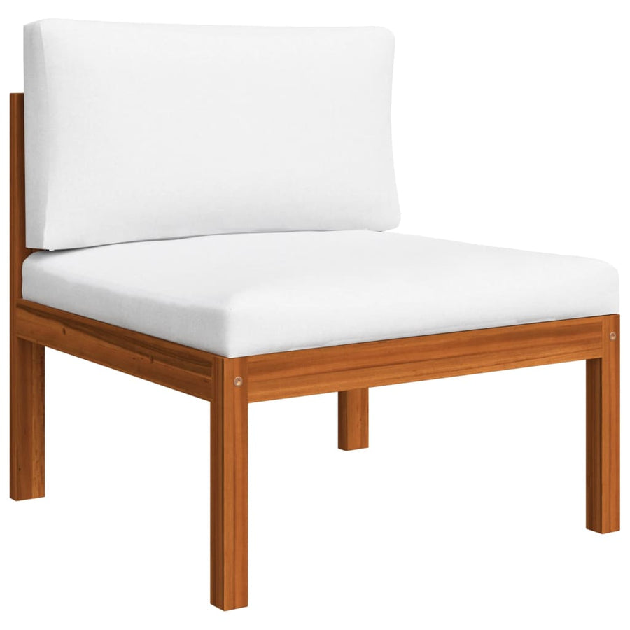 7-Delige Loungeset Met Kussens Massief Acaciahout Crème 1 2x midden + 3x hoek + Fauteuil + Tafel