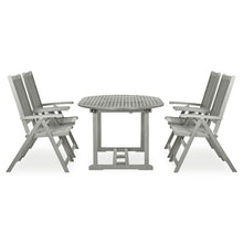 -Delige Tuinset Massief Acaciahout Grijs 5 ovaal