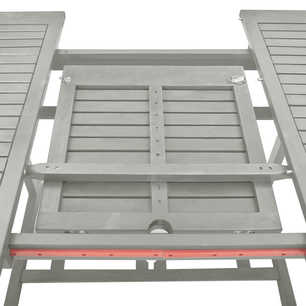-Delige Tuinset Massief Acaciahout Grijs 5 ovaal