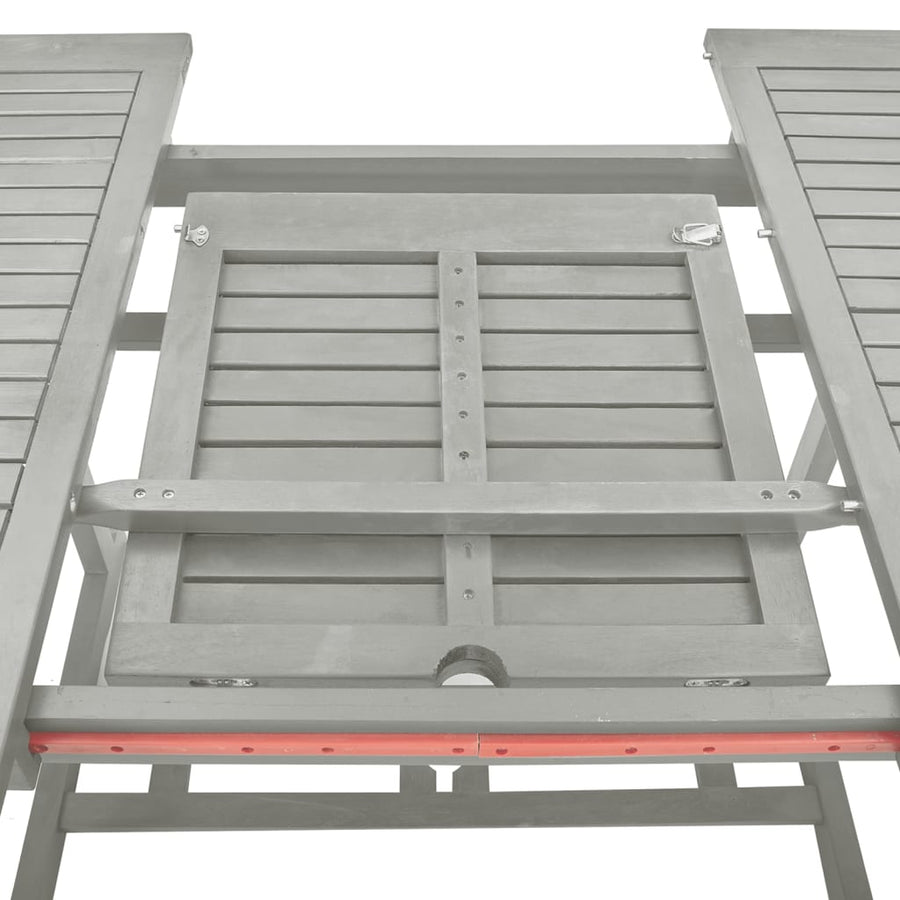 -Delige Tuinset Massief Acaciahout Grijs 5 ovaal