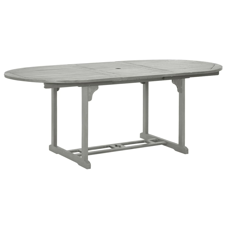 -Delige Tuinset Massief Acaciahout Grijs 5 ovaal