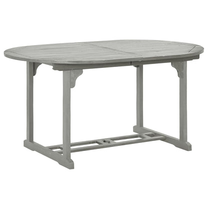 -Delige Tuinset Massief Acaciahout Grijs 5 ovaal