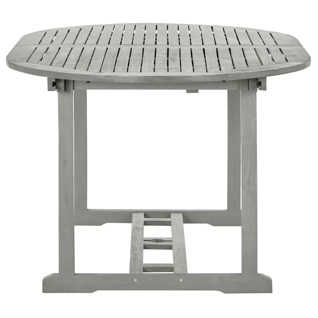 -Delige Tuinset Massief Acaciahout Grijs 5 ovaal