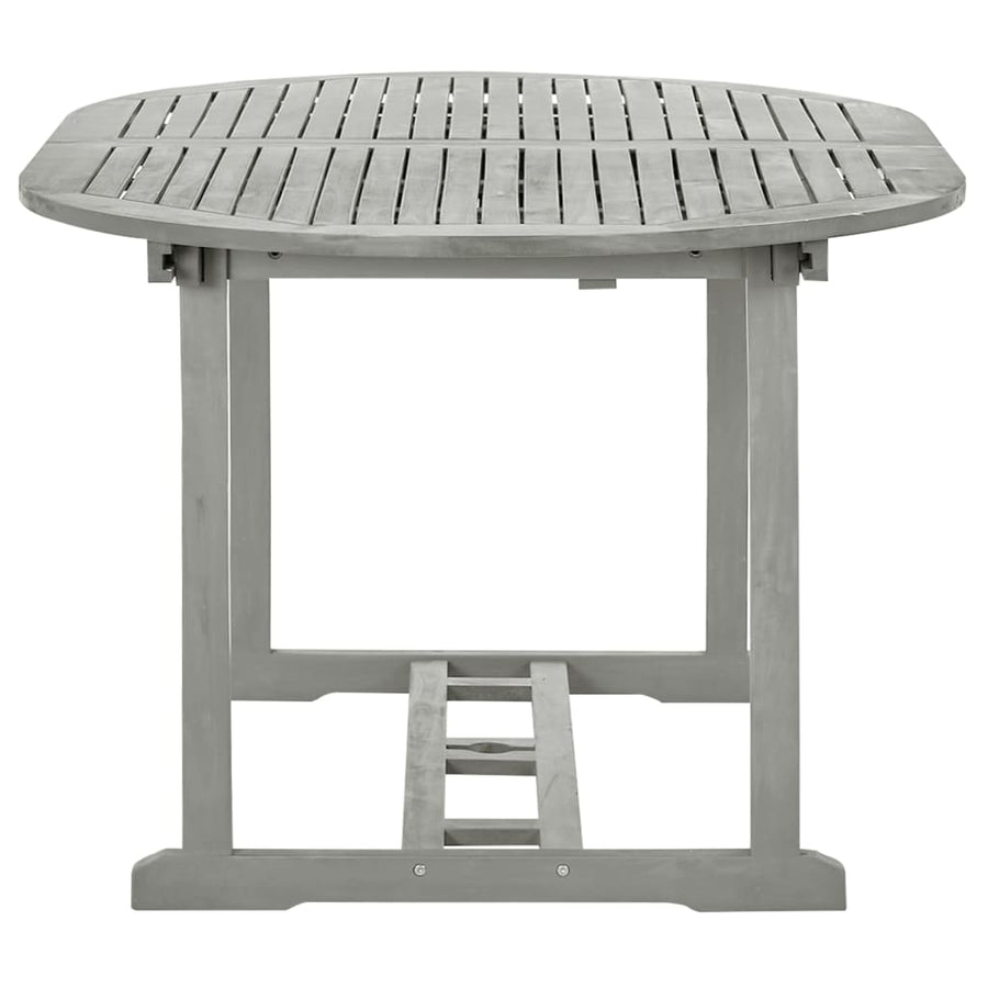 -Delige Tuinset Massief Acaciahout Grijs 5 ovaal