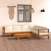 Tuinloungeset 7-delig acaciahout crème kussens