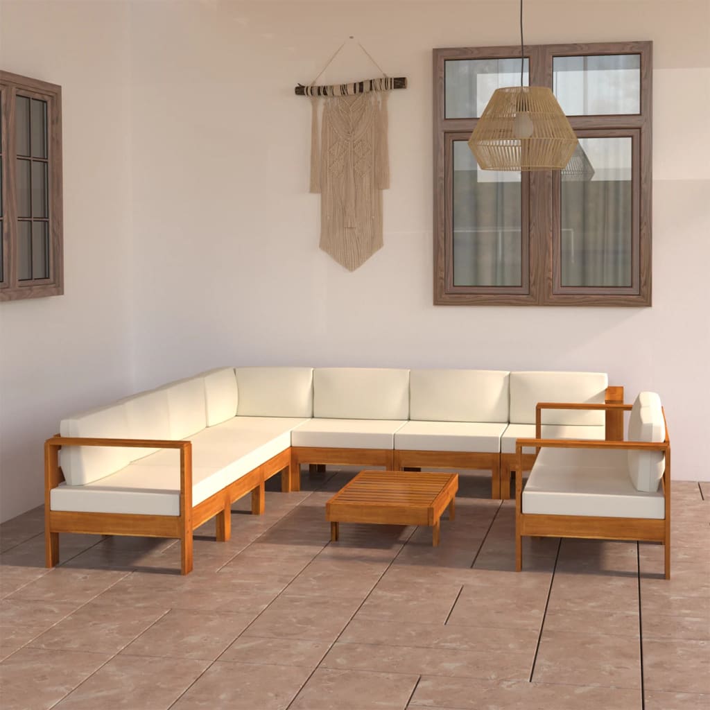 9-delige tuinloungeset met kussens 100x60 cm acaciahout