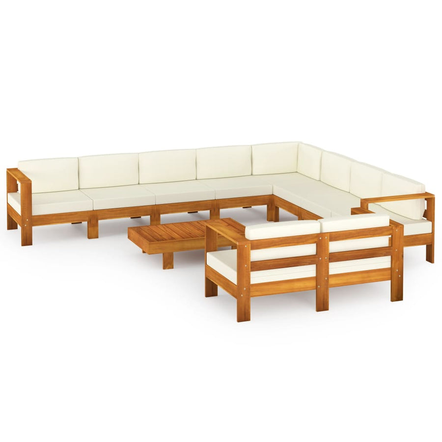 10-delige tuinloungeset met kussens 100x60 cm acaciahout