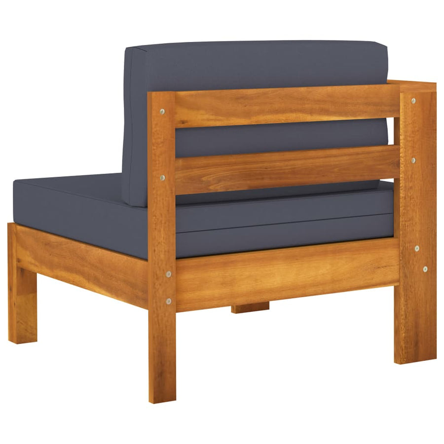 5-Delige Loungeset Met Donkergrijze Kussens Acaciahout Donkergrijs hoek + 3x midden + Tafel