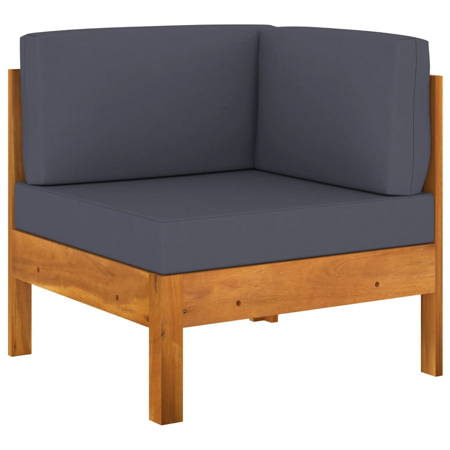 5-Delige Loungeset Met Donkergrijze Kussens Acaciahout Donkergrijs hoek + 3x midden + Tafel