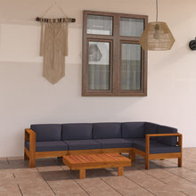 6-Delige Loungeset Met Donkergrijze Kussens Acaciahout Donkergrijs hoek + 4x midden + Tafel