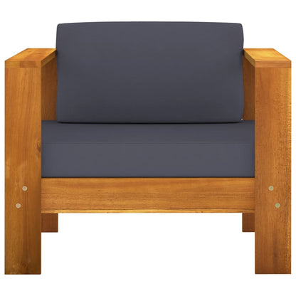 7-Delige Loungeset Met Donkergrijze Kussens Acaciahout 1 Donkergrijs hoek + 4x midden + Fauteuil + Tafel
