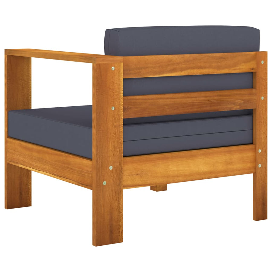 7-Delige Loungeset Met Donkergrijze Kussens Acaciahout Donkergrijs hoek + 5x midden + Tafel