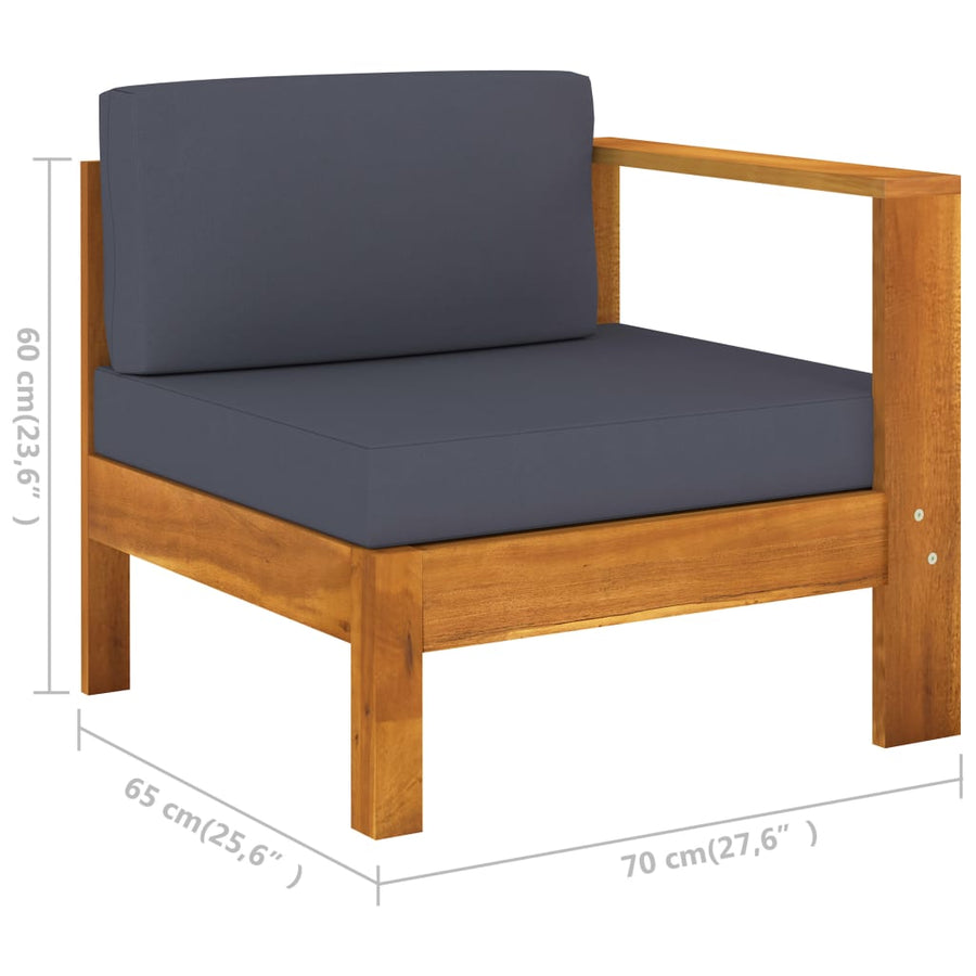 7-Delige Loungeset Met Donkergrijze Kussens Acaciahout Donkergrijs hoek + 5x midden + Tafel