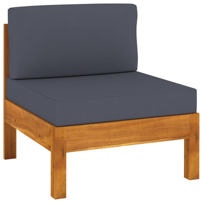 8-Delige Loungeset Met Donkergrijze Kussens Acaciahout Donkergrijs hoek + 6x midden + Tafel