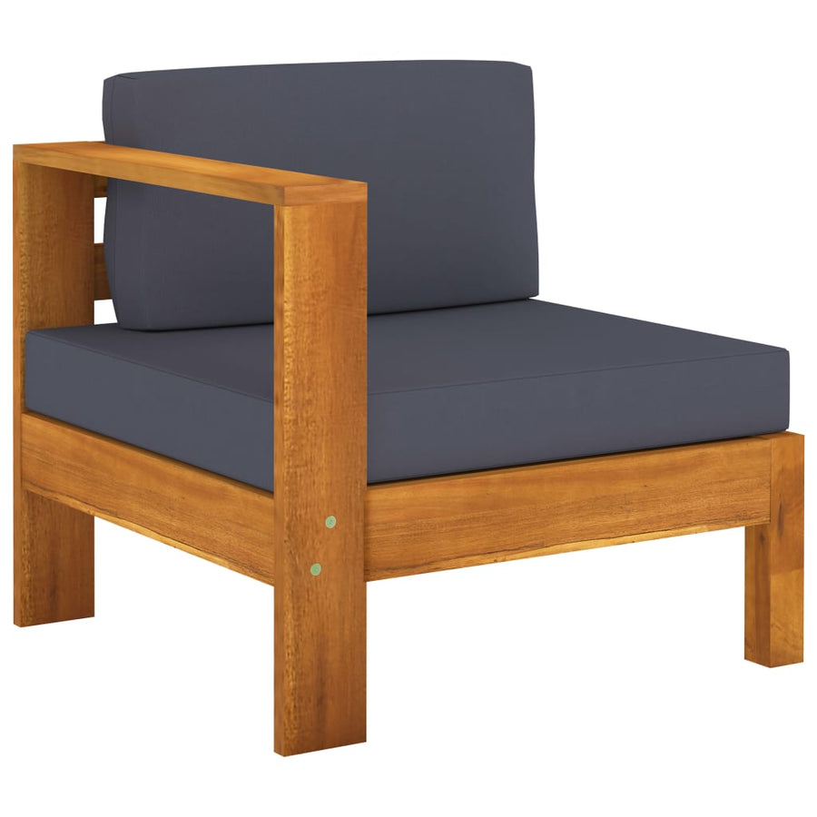 9-Delige Loungeset Met Donkergrijze Kussens Acaciahout Donkergrijs hoek + 7x midden + Tafel