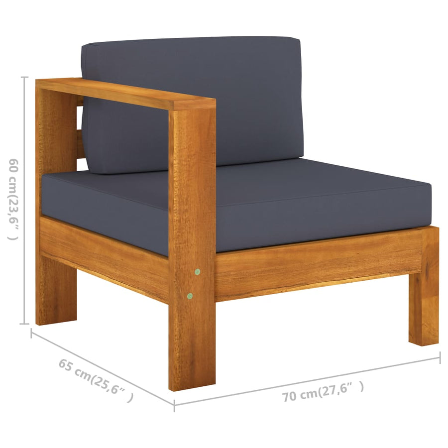 9-Delige Loungeset Met Donkergrijze Kussens Acaciahout Donkergrijs hoek + 7x midden + Tafel
