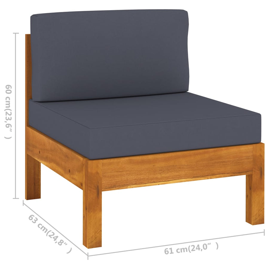 9-Delige Loungeset Met Donkergrijze Kussens Acaciahout Donkergrijs hoek + 7x midden + Tafel