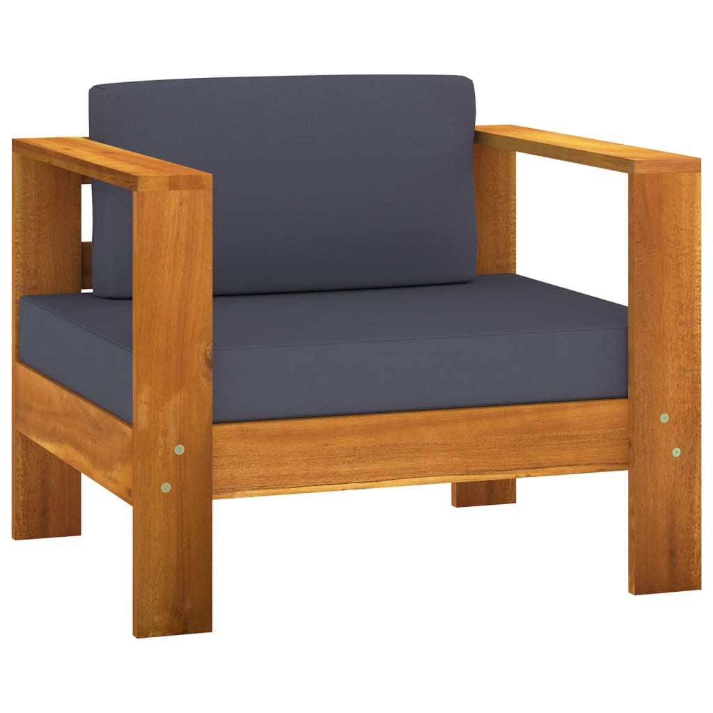 10-Delige Loungeset Met Donkergrijze Kussens Acaciahout Donkergrijs hoek + 7x midden + Fauteuil + Tafel