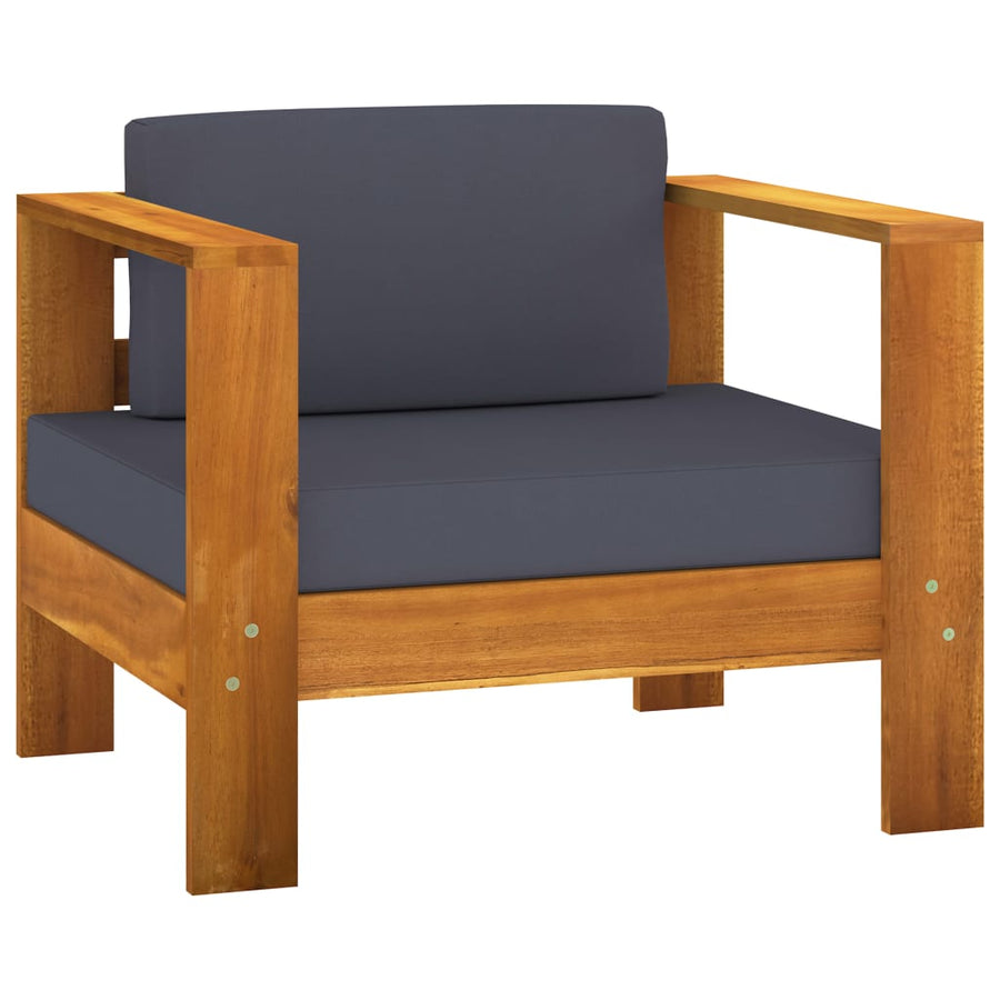 10-Delige Loungeset Met Donkergrijze Kussens Acaciahout Donkergrijs hoek + 7x midden + Fauteuil + Tafel